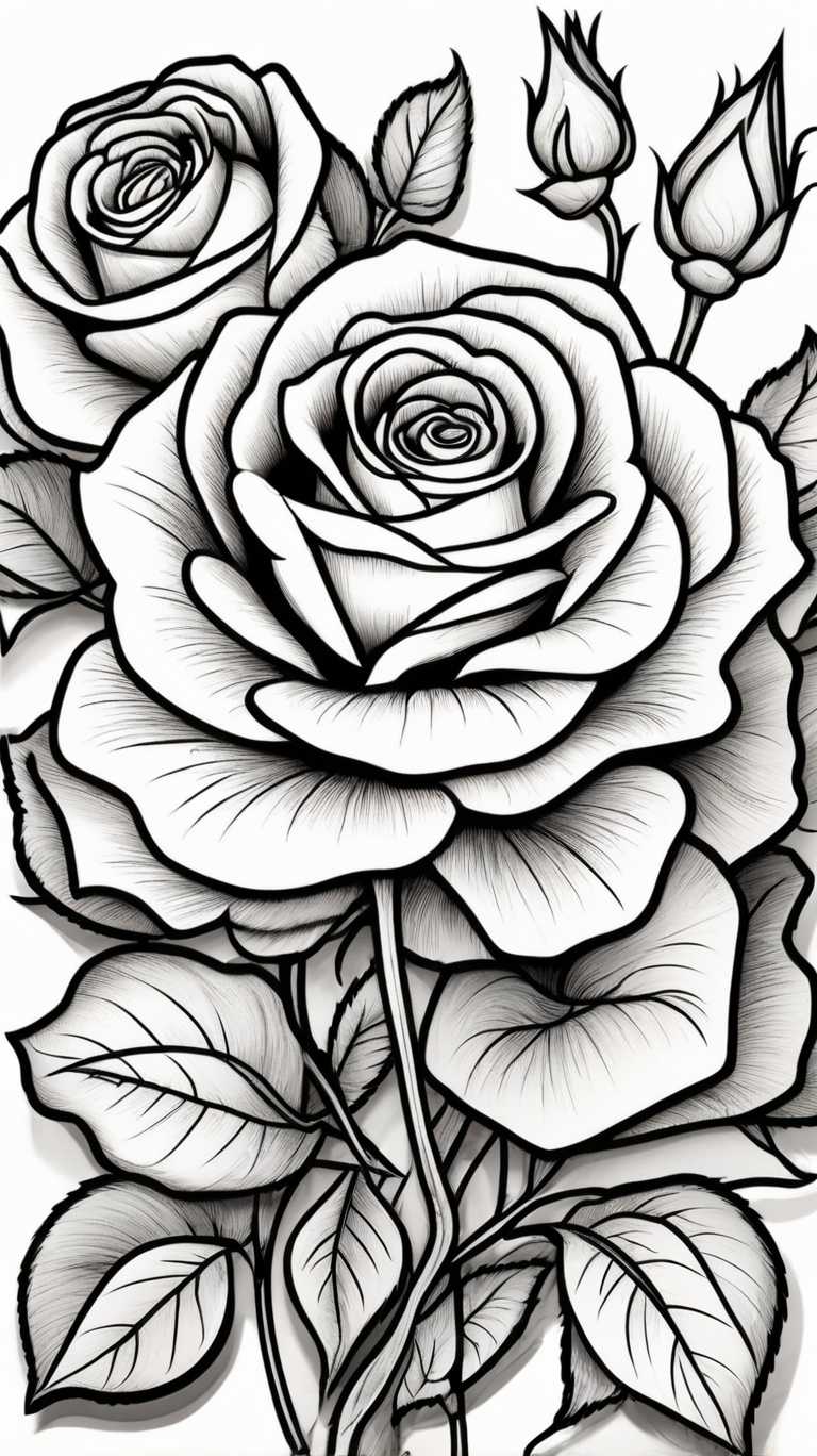 Rose Ausmalbild #2