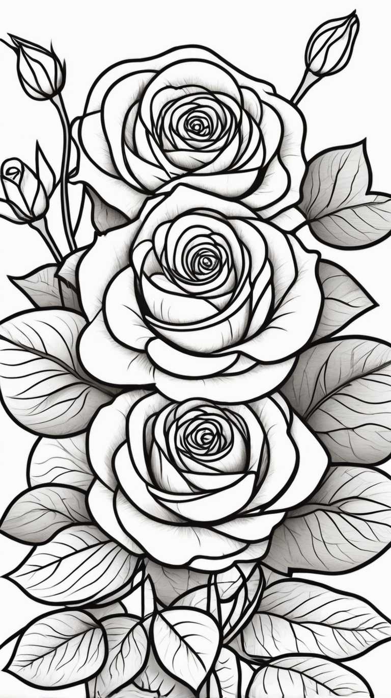 Rose Ausmalbild #3